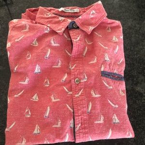 Men’s Sailboat short sleeve button up- Large